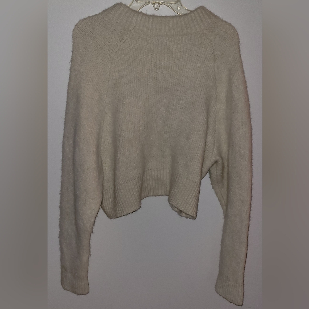 CALVIN KLEIN CREAM CROPPED SWEATER